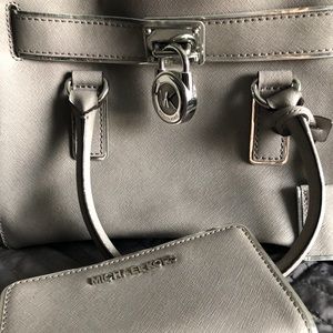 Michael Kors grey purse and wallet